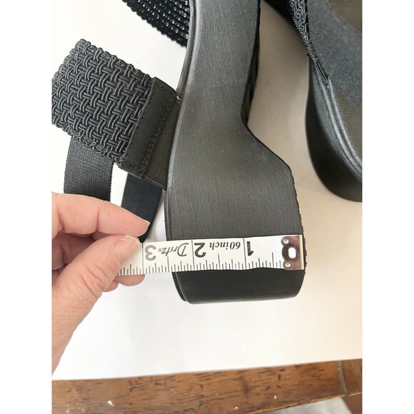 Skechers Cali Rumble On Black Women Sz 9 Luxe Foam Comfort Sandals Stretch Strap - Picture 7 of 7